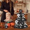 3 Tier Cupcake Stand Black Spider Web Cardboard Cupcake Stand with Spider Bat Cupcake Toppers Cupcake Holder Tower for Birthday Party Supplies
