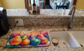 Colorful Pears Dish Drying Mat Absorbent Dish Drying Mat Pad for Kitchen Counter Dish Drainer Mat for Countertop, 14 x 21", Multicolor