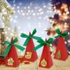 20PCS Christmas Candy Boxes 4 Styles Christmas Treat Gift Boxes Cute DIY Paper Box with Ribbon Triangle Sweet Boxes for Birthday Christmas Party Suppl