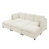Comfy Cloud Couch Sectional 3 Seat Sofa with 2 Ottoman, Chenille Sofa Sleeper Deep Seat Sofa with Throw Pillows for Living Room(Beige White)