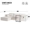 112"Modular Sectional Sofa with Free Side Table,Wide Seat,Fully Compressed,Wrinkle-resistant Boucle Fabric Couch with Chaise,Free Combination