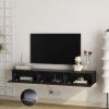 Floating TV Stand Wall Mounted with 16 Color LEDs,67" Modern TV Stand, Floating TV Cabinet Entertainment Center for 55 60 65 Inch TV,Black