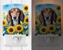 NEW Saluki in Sunflowers Ceramic Night Light Compact, UL-Certified, Ideal for Bedroom, Bathroom, Nursery, Hallway, Kitchen, 6x4x3, Multicolor