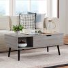 39" Wood Lift Top Coffee Table with Hidden Compartment and Storage Shelf for Living Room, Reception Room, Grey