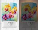 NEW Orchids in Watercolor Ceramic Night Light Compact, UL-Certified, Ideal for Bedroom, Bathroom, Nursery, Hallway, Kitchen, 6x4x3, Multicolor