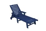 Lounge Chair Outdoor, Oversized Chaise Lounge Chair with 5 Positions, HDPE, Patio Lounge Chair with Wheels & Cup Holder for Pool, Deck, Poolside