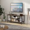 TV Stand with Power Outlets and LED Lights - TV Stand for TVs up to 55 Inch, Entertainment Center with Shelves