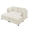 Comfy Cloud Couch loveseat with 2 Ottoman, Modern Chenille Love Seat Upholstered Modular Couch Sleeper for Living Room, Apartment, Studio