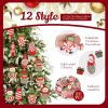 24Pcs Elves Christmas Tree Wooden Ornaments Candy Canes Design Ornament with Ropes Elf Snowman Soldier Santa Claus Penguin Gingerbread Decor for Home