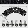 3 Tier Cupcake Stand Black Spider Web Cardboard Cupcake Stand with Spider Bat Cupcake Toppers Cupcake Holder Tower for Birthday Party Supplies