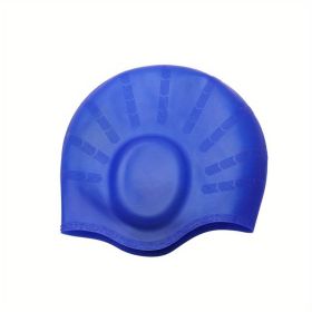 1pc Silicone Elastic Comfortable Swimming Cap For Men And Women; Swimming Accessories (Color: Deep Blue)