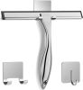 All-Purpose Stainless Steel Shower Squeegee for Shower Glass Door with 2 Adhesive Hooks