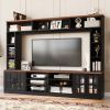 U-Can 95.5" W Wall Unit Entertainment Center with Bookshelves for TVs up to 80", Modern TV Stand Media Console with Cabinets