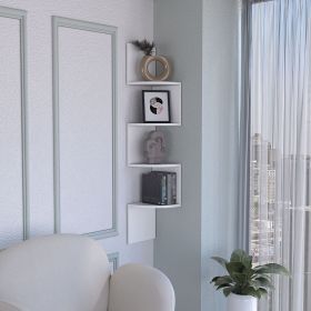 Rosset Corner Shelf, Modern Full-Wall Design with Multiple Shelving (Color: as pic)