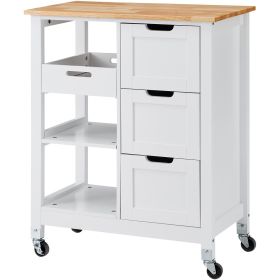 VEVOR Kitchen Island Cart Rolling Storage Cabinet on Wheel with Drawer & Shelves (type: Semi-Enclosed Mobile Type, Color: White)