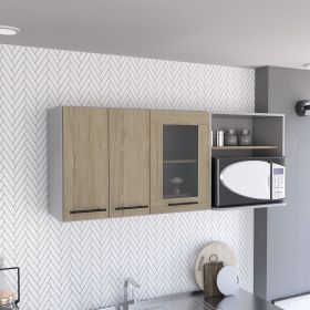 Hasselt Wall Cabinet, Double Door, Glass Cabinet, Rack -Light Pine (Color: as pic)