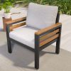 4-Piece Outdoor Furniture Sofa Set for 5 People with Acacia Wood Armrests